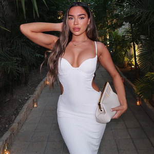 Exquisément conçu et séduisant 2025 printemps nouveau Sexy dos nu creux longue robe accrocheur jarretelle robe mince - Product Image 5