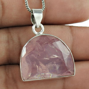 2024เครื่องประดับแฟชั่นใหม่จี้หินควอตซ์รูปกุหลาบ925เงินสเตอร์ลิงสำหรับผู้หญิงสร้อยคอจี้เงินเครื่องประดับผู้ผลิต - Product Image 1