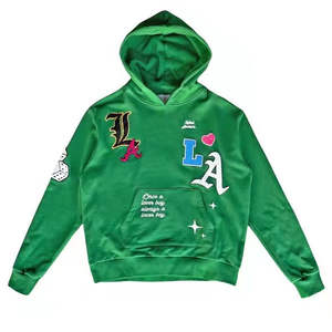 OEM Coton de haute qualité Confortable Chenille Broderie Personnalisé Hommes Pull à Capuche Non-String Puff Print Doux Polaire Doublé Surdimensionné - Product Image 1