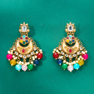 Pendientes de araña indooccidental de lujo, nácar con chapado en Mehndi, joyería de moda para mujer - Product Image 3