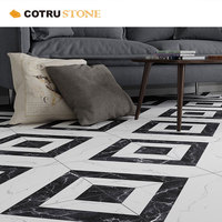 Marbre Nero Margiua et marbre blanc de Carrare, mosaïque en pierre naturelle, pierre naturelle polie, pour carrelage de sol intérieur, salon, escalier