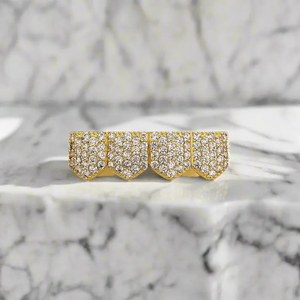 Unisex diseñador personalizado 14KT oro sólido diamante 8 dientes fino Grillz accesorio joyería - Product Image 3