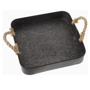 ถาดเสิร์ฟอาหารทำจากโลหะพร้อมที่จับเชือกถาดเสิร์ฟอาหารสุดหรู2025 - Product Image 2