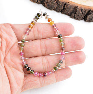 Bracelet en pierres précieuses naturelles multi-tourmalines mélangées et ombrées pour la fabrication de bijoux fins - Product Image 3