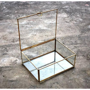 Wholesale Vintage Rectangular Glass <b>Jewelry</b> <b>Box</b> With Metal Frame High Quality <b>Clear</b> Glass Trinket Keepsake Display Organizer - Product Image 3