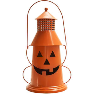 Porte-lumière en fer orange fait à la main argent meilleur vendeur enduit de poudre pour Halloween fête de noël ambiance effrayante décor à la maison - Product Image 2