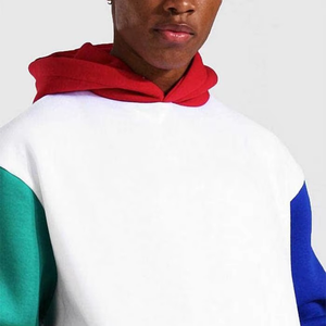 Ensemble de sweat-shirts à capuche pour homme, couleur contrastée, en polaire, décontracté, pour l'automne, design patchwork, blanc, vert, bleu, orange, rouge - Product Image 4