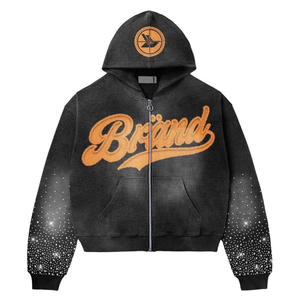 Sweat à capuche zippé 100% coton pour femmes Design brodé à la mode Street Fashion Sweat à capuche zippé confortable - Product Image 2