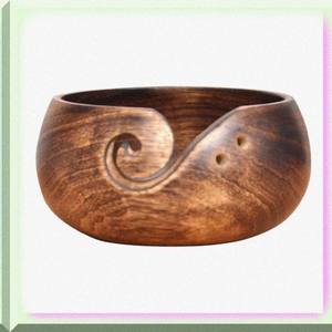 Lieu de fil fait à la main en bois de rose sculpté à la main bol multi-usages artisanat cuisine stockage ou bol de fil en bois - Product Image 2