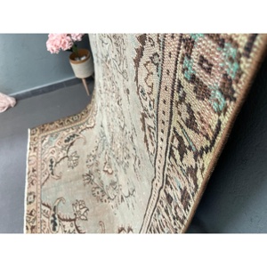 Vintage 5.1x8.3 ft Rug, Turkish Rug, <b>Brown</b> Oriental Rug <b>Wool</b> - Product Image 3