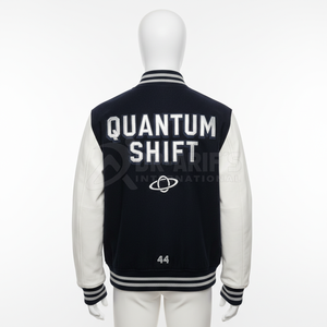 Chaqueta Varsity para Hombre, Color Azul Marino y Blanco, con Letra Q Bordada, Talla 44, Estilo Preppy, Corte Regular, para Otoño - Product Image 5
