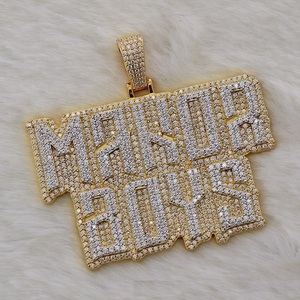 Pendentif lettre initiale sur mesure avec VVS Moissanite et diamant pendentif boule en or jaune passer testeur de diamant - Product Image 1