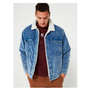 Chaquetas vaqueras de invierno de mezclilla azul claro personalizadas para hombre 100% algodón con forro polar precio al por mayor - Product Image 3