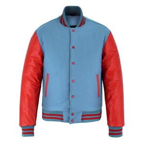 2025 OEM coupe-vent bleu polaire avec manches en cuir rouge veste universitaire prix de gros hiver chauffé hommes veste de mode - Product Image 6