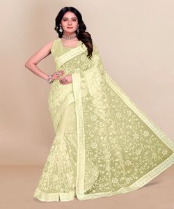 Kanchipuram Saree en soie Tenue de soirée Mariage indien Dernier créateur Banarasi Sari en coton et soie avec chemisier Vêtements pour dames Grossiste Apparelgarment - Product Image 1