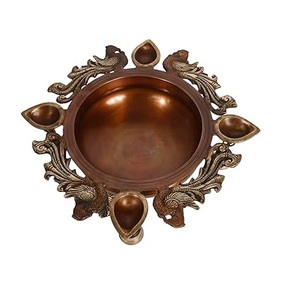 Urli เหล็กทุบกลมพร้อมใบสำหรับตกแต่งบ้านตกแต่งโต๊ะสำหรับปาร์ตี้ - Product Image 3