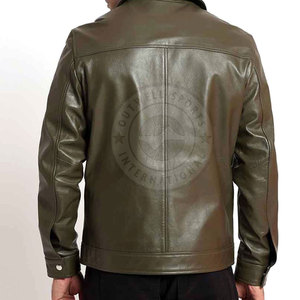 Chaqueta de cuero de color sólido para hombre Chaqueta de cuero de diseño personalizado Chaqueta de cuero informal para hombre - Product Image 3