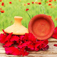 Aker Fassi Marocain Naturel, Teinture Lèvres et Joues, Pot en Terre Cuite, 100% Végan, Rouge à Lèvres Marocain Traditionnel