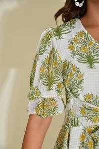 Indian hand block cotton short <b>dress</b> woman stylish party wear floral print <b>dress</b> personalized bride wedding honeymoon gift <b>dress</b> - Product Image 2