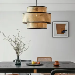 ที่บังโป๊ะไม้ไผ่แบบแขวนทำจากไม้ไผ่,โคมไฟตกแต่งแบบแฮนด์เมดสำหรับห้องนั่งเล่นห้องอาหาร - Product Image 4