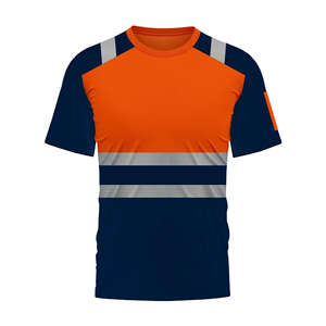 T-shirt de travail haute visibilité respirant à manches courtes en maille réfléchissante avec logo personnalisé pour l'été - Product Image 5