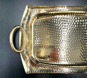 Élégant plateau de service en métal martelé grande assiette pour fromage café thé Desserts fête vaisselle ustensiles de cuisine fournitures articles - Product Image 4