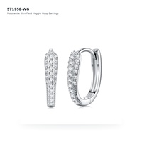 Boucles d'oreilles créoles fines en argent sterling 925 personnalisées avec moissanite pavée, bijoux raffinés S925 pour femmes