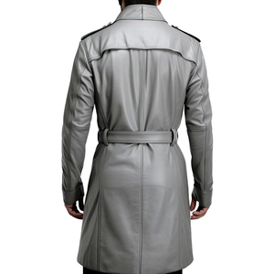 Manteau d'hiver à col rabattu boutonné, en cuir véritable de luxe, imperméable et respirant, prix d'usine - Product Image 2