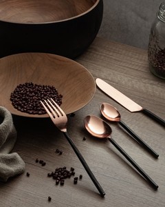 Customized Logo Metal Handmade <b>Flatware</b> <b>Set</b> Of Four Pieces With Rose Gold Finishing For Restaurant Hotel Wedding - Product Image 4