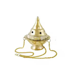 Brûleur d'encens en laiton de la meilleure qualité Poignée en bois de santal Chauffage rapide écologique de longue durée pour diffuseur d'encens à usage religieux - Product Image 1