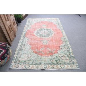 Turkish Rug, Area 4.7x8.4 ft Vintage Rug, <b>Red</b> Floral <b>Wool</b> Rug - Product Image 1
