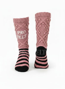 Whole Sale Knitted Textured <b>Warm</b> Crew Athletic <b>Socks</b> for Women Soft Winter Fashion <b>Socks</b> with Cable Pattern Striped Design - Product Image 5