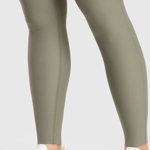 Most Popular Women <b>Slim</b> Fit Mid Waist Full Length Solid Yoga <b>Leggings</b> Breathable Quick Dry Spandex/Polyester Private Label - Product Image 5