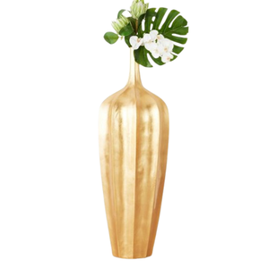 Florero de estilo europeo, jarrón de aluminio con acabado dorado de estilo tradicional, decoración del hogar, decoración de mesa para fiesta de boda - Product Image 1