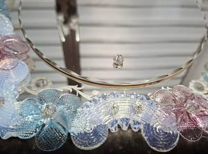 Miroir vénitien de Murano, verre artisanal, miroir mural vintage avec ornements floraux - Product Image 4