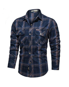 เสื้อเชิ้ตลายตารางแขนยาวสำหรับผู้ชาย, เสื้อเชิ้ตผ้าซาตินแขนยาวลำลองสำหรับใส่ทำงานในฤดูร้อนเสื้อเชิ้ตลายตารางยี่ห้อแฟชั่นฤดูใบไม้ร่วง - Product Image 1