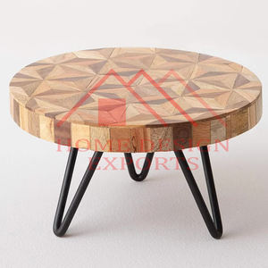 Metal <b>Frame</b> Wooden Top Cake Stand for Birthday Party Decorative Metal Cake Serving Stand - Product Image 3