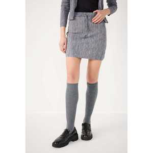 Casual Mini Pleated Pencil <b>Skirt</b> for <b>Office</b> Lady Goth Student Embroidered Ruffles Denim Silk Cotton; Made Spandex Natural - Product Image 4