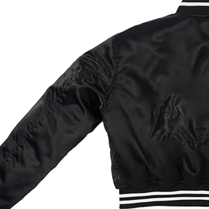 Blouson Bomber en Satin Personnalisé Haut de Gamme Brillant Léger Style Universitaire Bordure Côtelée Personnalisable Streetwear Imperméable - Product Image 5