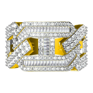 IGI Certified <b>Iced</b> Out 18K & 14K Gold Plated VVS Moissanite Baguette Cut Diamond Men's Unisex <b>Ring</b> for Parties - Product Image 2