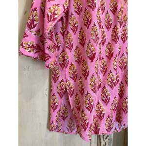 เสื้อเชิ้ตลายดอกไม้ผ้าป๊อปลินผสมไหมและผ้าฝ้ายถัก-สไตล์ลำลองถึงเป็นทางการ-มีสีชมพูสำหรับฤดูใบไม้ผลิและฤดูร้อน-ไซส์ XS ถึง XL - Product Image 3