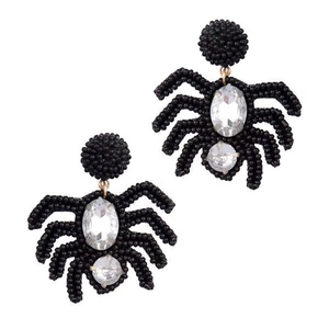 Travail manuel noir perlé broderie strass araignée boucles d'oreilles Premium élégant concepteur élégant et bijoux fantaisie belle pour fille - Product Image 1