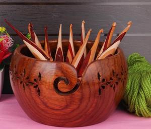 Wood Set of 11 Crochet Hooks 3.5 MM to 10 MM, Wooden Yarn Crochet Hooks | Engraved with Sizes Gift for Grandma (Crochets & Bowl) - Product Image 5