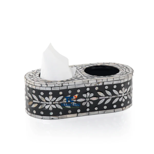 Caja de pañuelos MOP de madera más vendida con 2 agujeros organizador Decoración de mesa caja de pañuelos madre de perla - Product Image 2