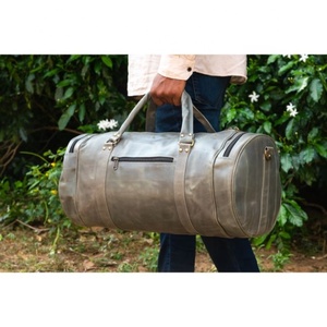 Hot Unisex Travel <b>Duffel</b> <b>Bag</b> High Quality Genuine Leather Fashionable Geometric Zipper Hot Selling Unisex Leather Duffle <b>Bag</b> - Product Image 2