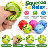 Balle anti-stress portable en TPR effet marbre, jouet sensoriel souple en caoutchouc à motif fluide, balle à presser pour les mains, jouet promotionnel