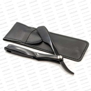 Navaja de Afeitar Japonesa Profesional Plegable |   Navaja de Afeitar Recta para Barbería, Negra, Vaslcare, al por Mayor - Product Image 1