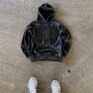 Custom <b>Silica</b> Graphic Tracksuit 100% Cotton Stacked Streetwear Acid Wash Hoodie and Flared Baggy Sweatpants Set for Men - Product Image 3