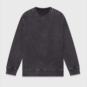 Sudadera de cuello redondo de gran tamaño lavada con ácido de tela suave en blanco de diseño OEM, sudadera de manga larga con Jersey personalizado Unisex para hombre - Product Image 5