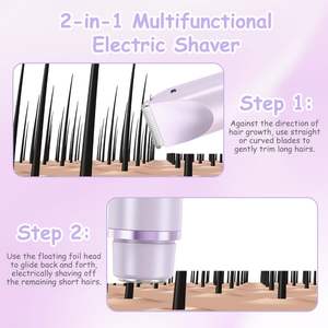 Afeitadora Eléctrica 2 en 1 de Doble Cabezal, Recortadora Impermeable IPX7 para Uso en Seco y Húmedo, Depiladora Corporal para Piernas, Brazos, Rostro y Cuerpo para Mujeres - Product Image 6